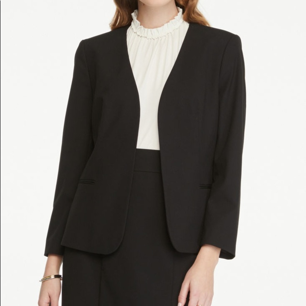 Ann Taylor Factory Collarless Open Jacket